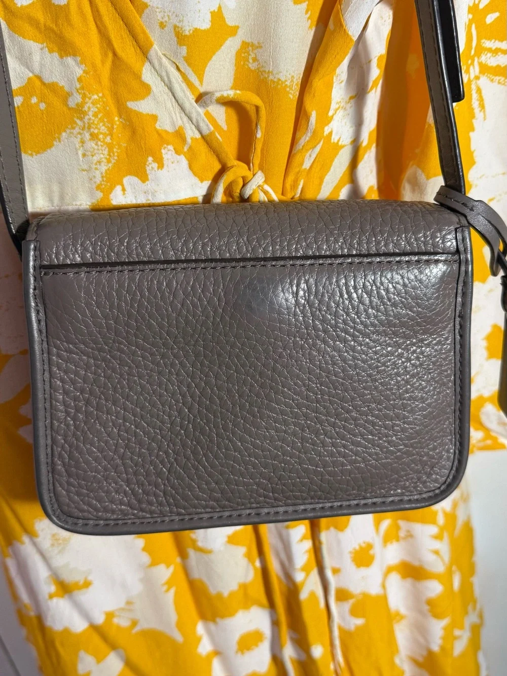 Michael Kors Gray Pebbled Leather Crossbody Bag